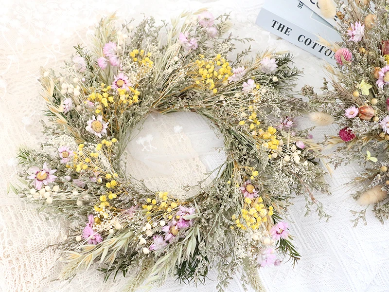 Christmas Decorations Garland Christmas Wreath for Front Door Dry Dried Flowers Wreath Garland