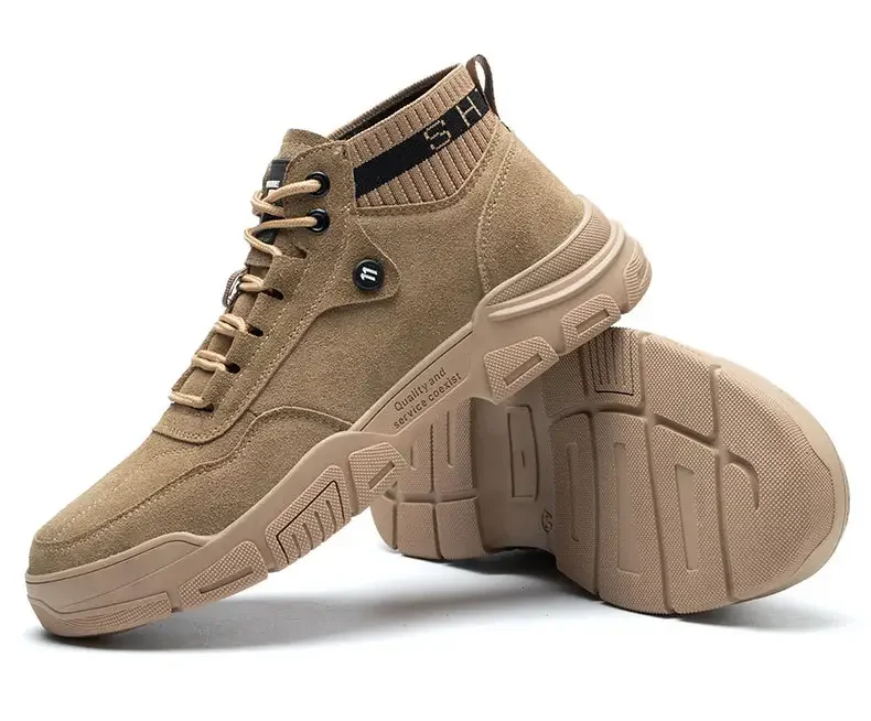 Non Slip Anti Static Work Pvc Outsole Outdoor Leather Steel Toe Comfortable Men Lightweight  Casual Safety Shoes