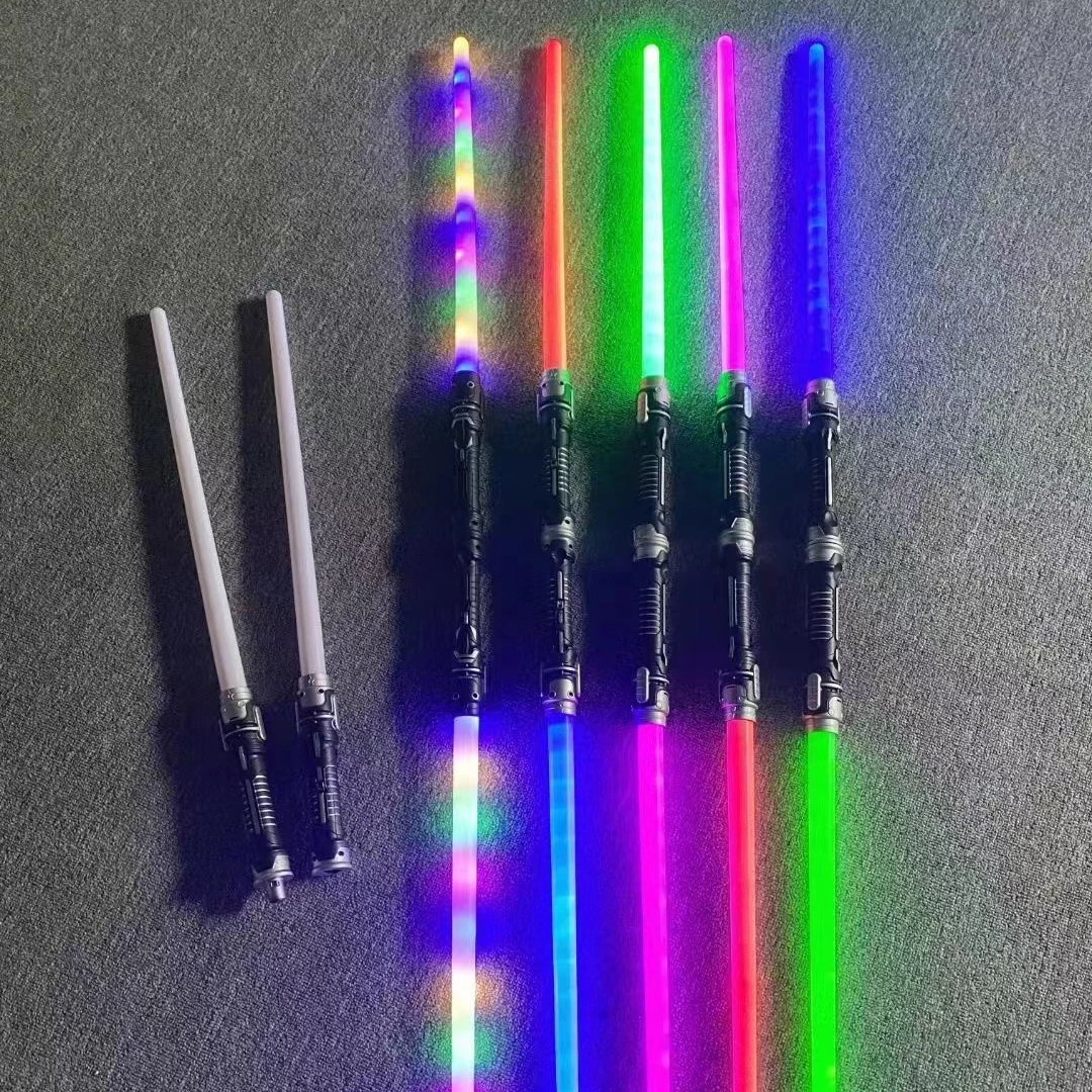 2 Pack Colors Lightsaber with FX Sound for Kids Halloween 2 in 1 Double-Bladed Dueling Light Swords