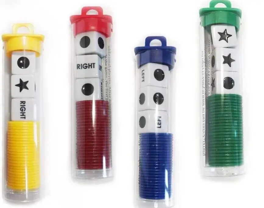 CHILDREN LEFT RIGHT CENTER CHESS GAME SET DICE GAME WITH PLASTIC TUBE FOR SCHOOL EDUCATIONAL TOYS