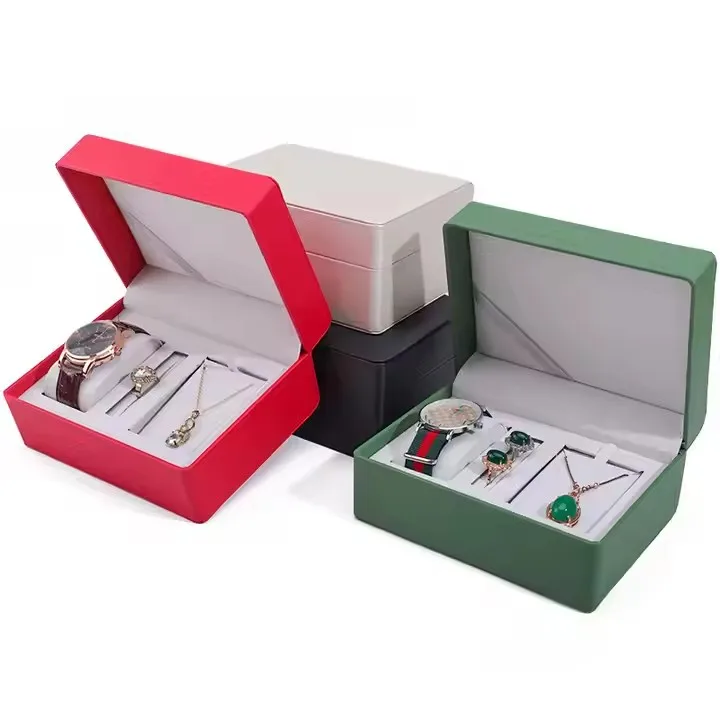 Custom logo Luxury Packaging Watch case Display Pu Leather Colored Wooden Watch Gift Box Travel Watch Box