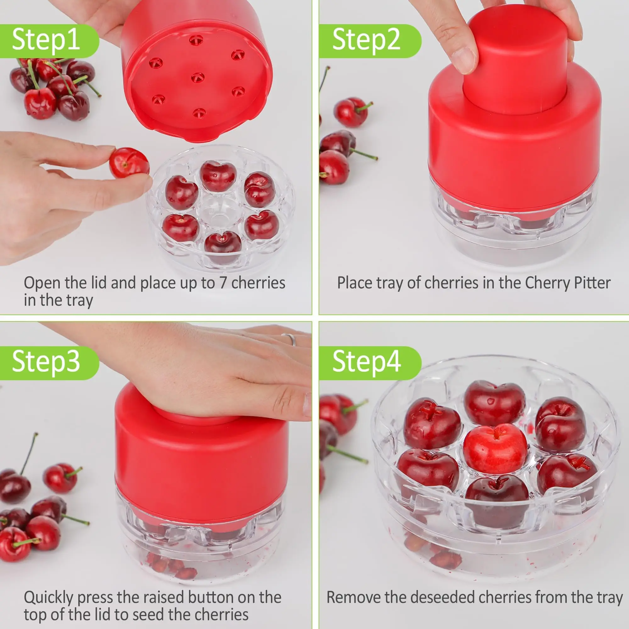 Multifunction Cherries Stoner Corer Seed Remover Tool plastic Cherry Pitter with 7 Holes for Kitchen