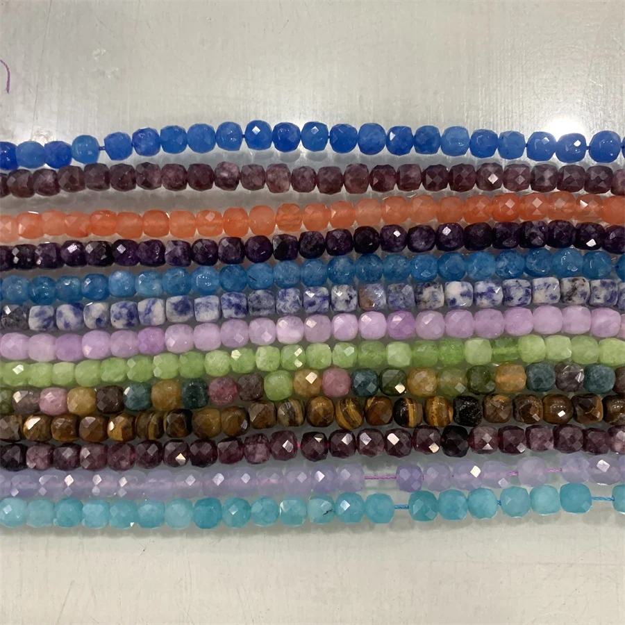wholesale Dyed jade Semi-precious Stone 8*8mm Square faceted bead Cube Beads For Jewelry Making