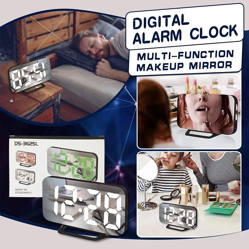 KH-CL027 Large Number 0-100% Dimmer USB Charging Port Snooze Outlet Powered LED Digital Alarm Clock for Bedroom Desk