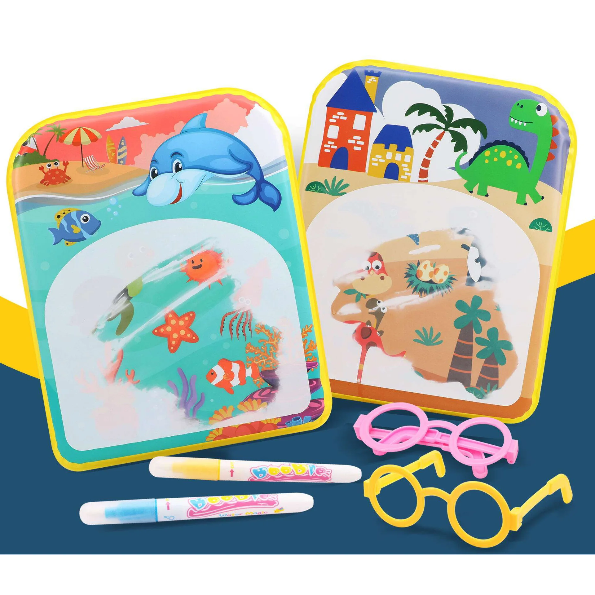 Interactive change colour water mat kids doodle drawing book Water Painting Book Baby Bath Fun explorative Toys