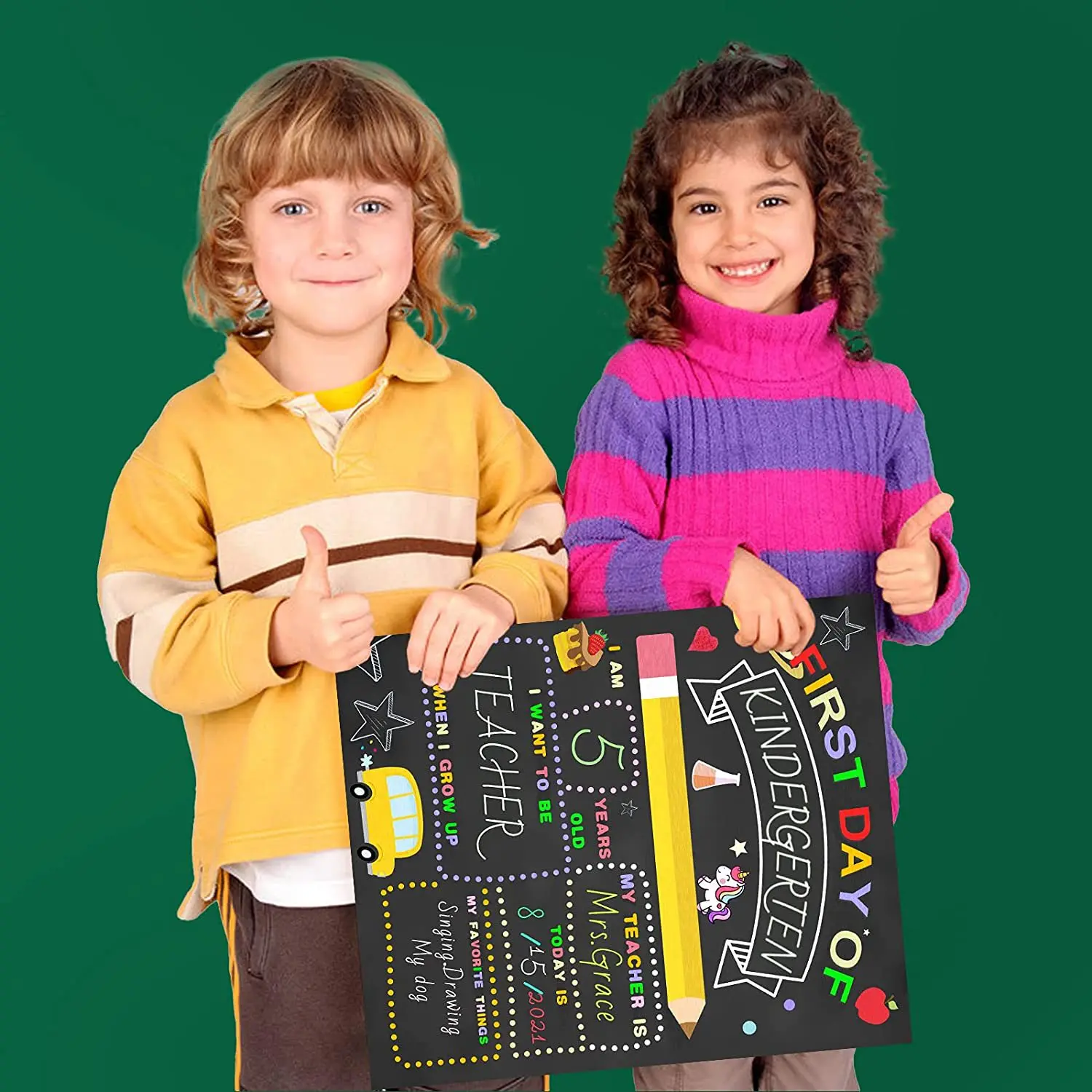 Customized First Day & Last Day of School Photo Prop color print chalkboards