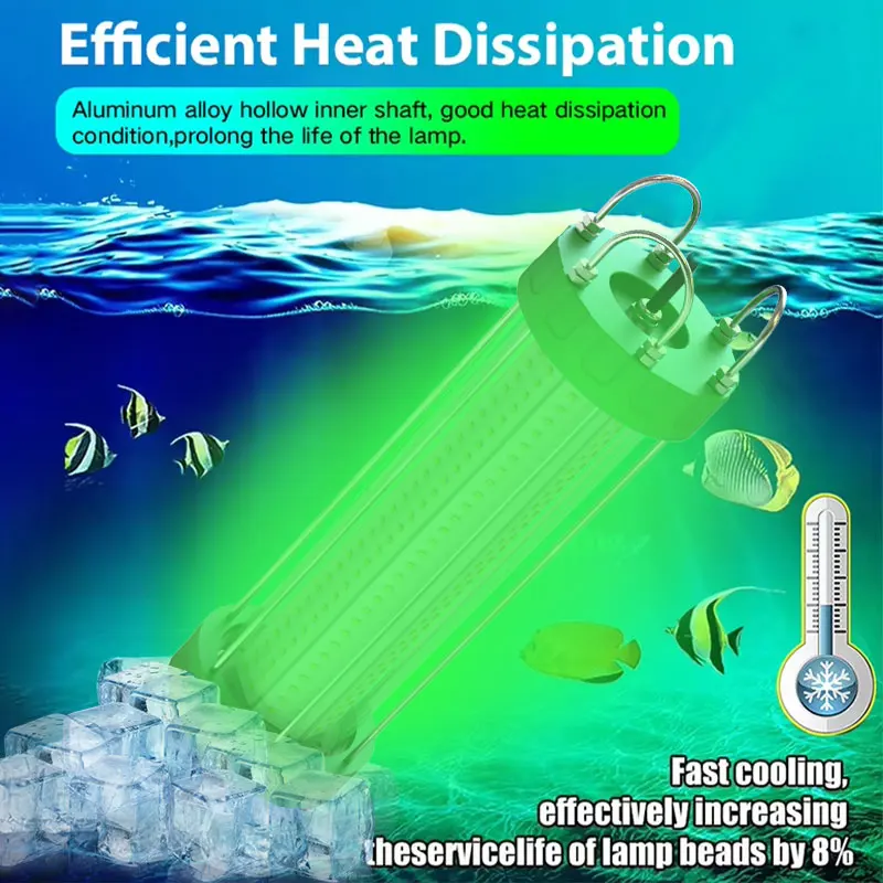 12V 200W 300W IP68 LED Lamp for Salmon Farming and Deep Sea Fishing Green White Underwater Fish Lures Lighting Fishing Lights