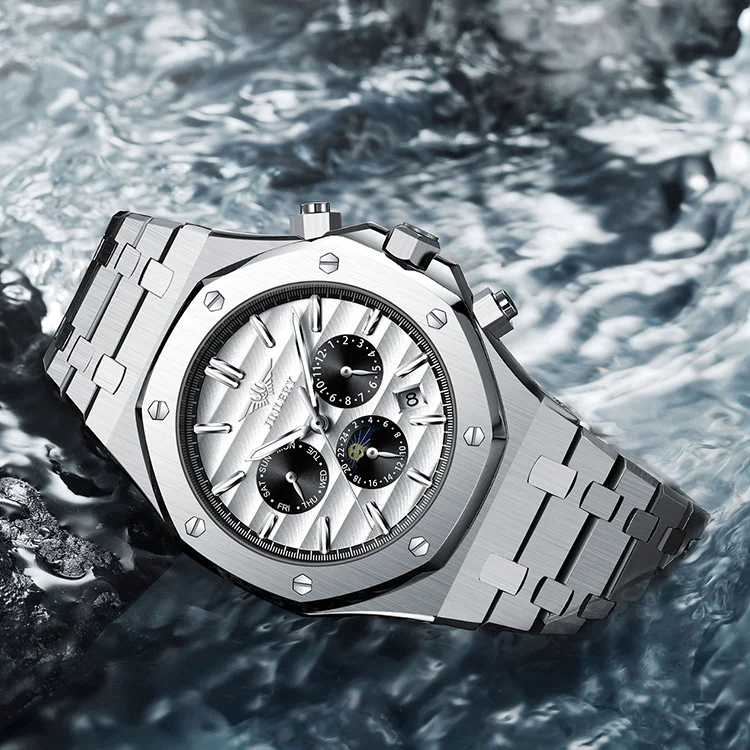 Механические Водонепроницаемые многофункциональные мужские наручные часы с логотипом на заказ