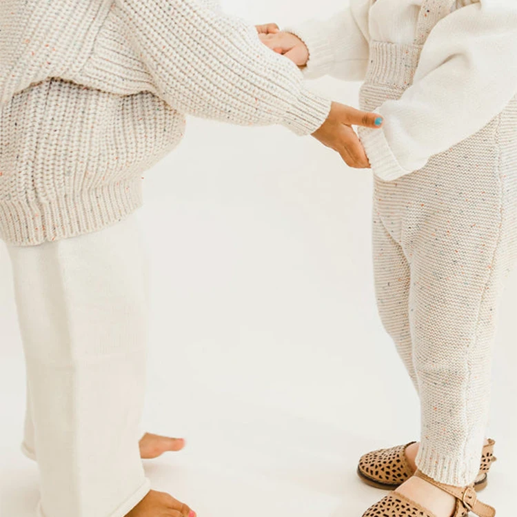 Custom Organic Cotton Baby Clothes Kids Knitted Fabric Knitwear Pants