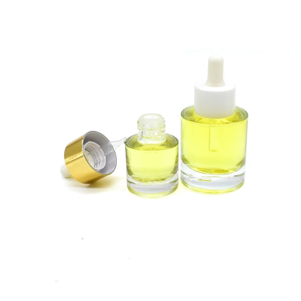 flat shoulder clear thick bottom15ml 30ml 50ml glass hair oil bottle luxury serum glass dropper bottle for essential oil