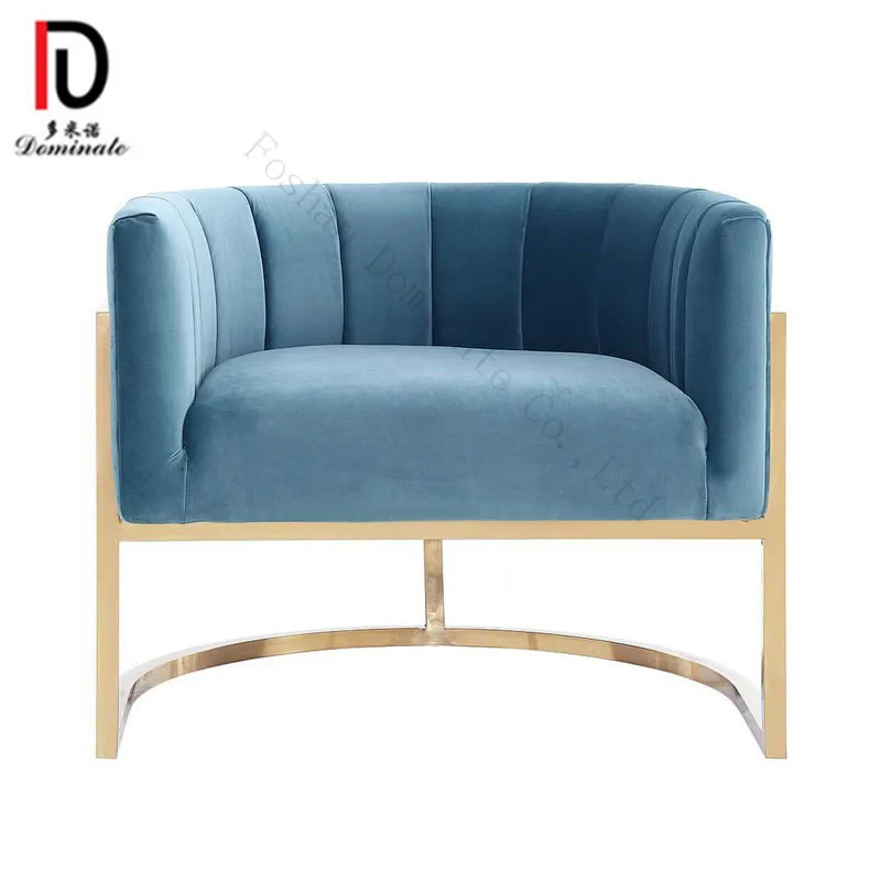 Low Back Stainless Steel Frame Single Seat Leisure Sofa for Family and Reception Room
