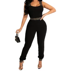 Z77614 Spring summer Plaid print playsuit women sleeveless Square Collar plus size jumpsuit