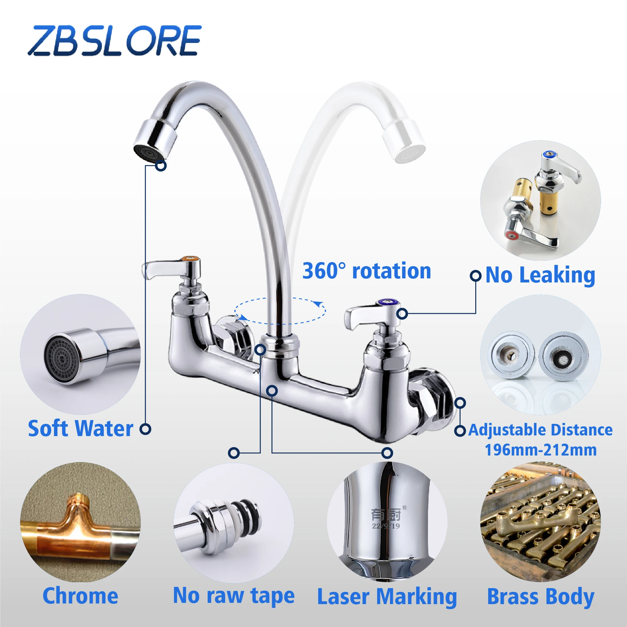 Kitchen Sink Faucets Mixer Tap Watermark Water Kitchen Tap Wall Mount Mixer Faucet