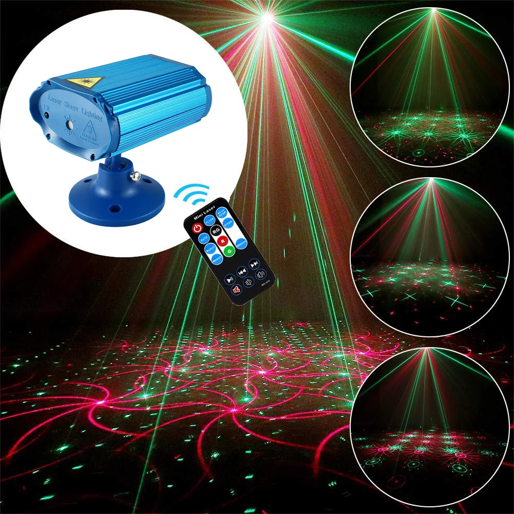 DC 5V USB Rechargeable Mini Disco Light Voice Control RG Laser Light for Home Party DJ Light