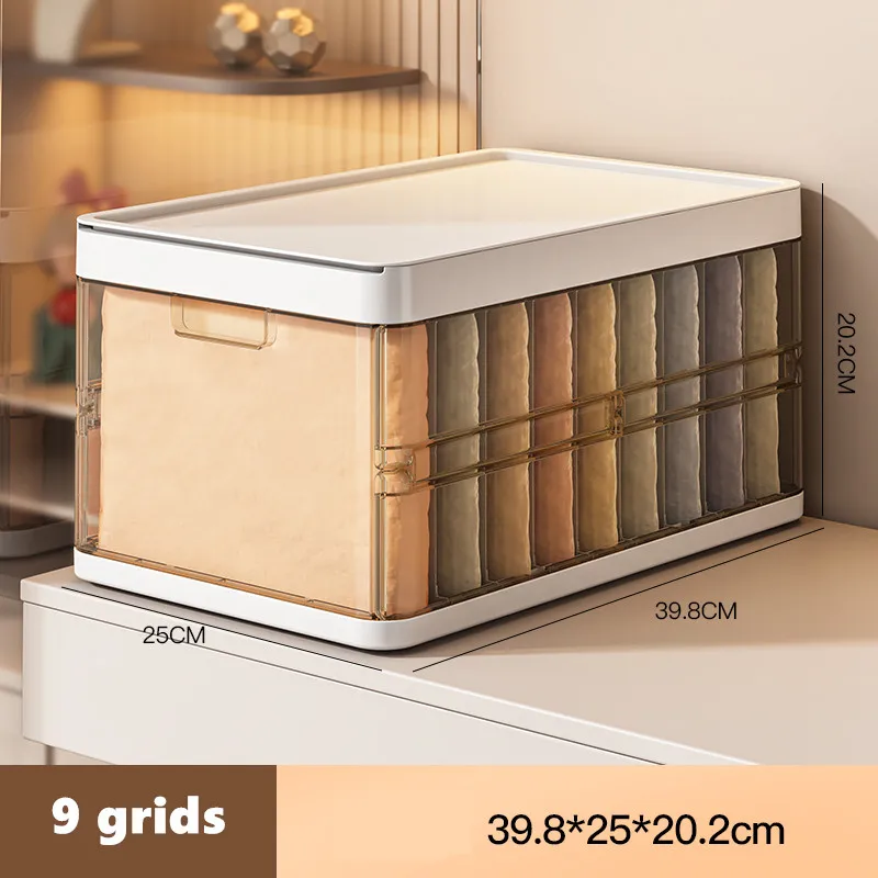 Luxury type folding 7 grid 9 grid jeans storage box collapsible plastic closet clothes storage container with grid