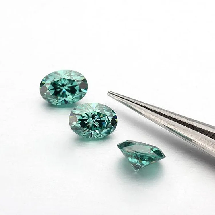 2024 Professional GRA High Quality Fancy blue green Moissanite Diamond Jewelry Loose 5x7mm7x9mm Oval Shape