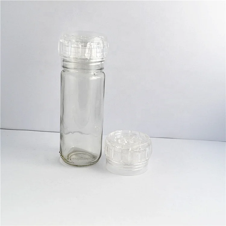 Salt Grinder Refillable Manual,Pepper Mill Salt Mill with Adjustable Coarseness with 100ml Glass Bottle