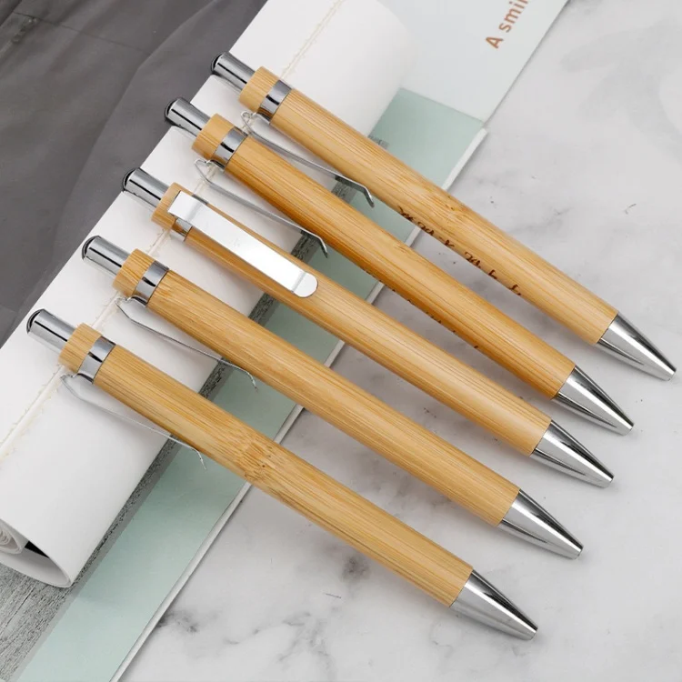 Cheap Promotional Bamboo Pens ballpoint pens Retractable Eco Friendly Natural Wood bamboo ballpoint pen with logo