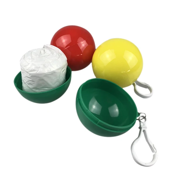 outdoor PE disposable eco friend Poncho ball key chain  Raincoat In Convenient Carrying Ball YC355