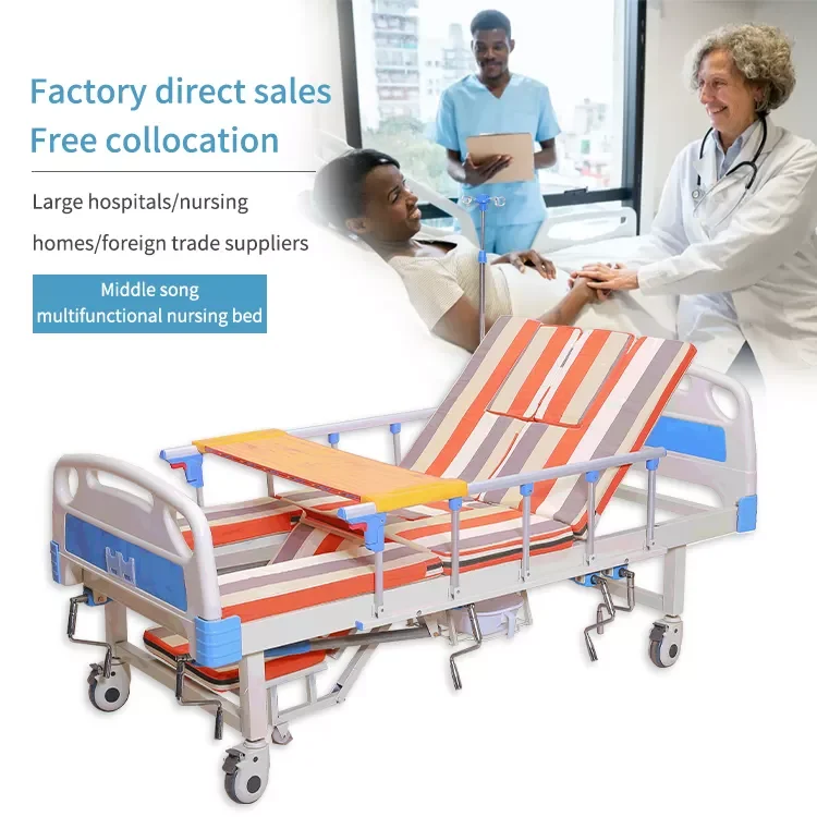 High-end Abs Head Board Manual multi function Two Crank hospital bed For clinic And Hospital