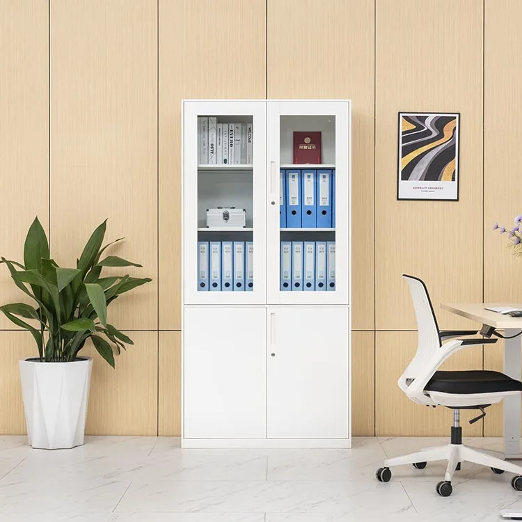 Офисная мебель передвижные стальные плоские шкафы вертикальный металлический шкаф с 2 поворотными стеклянными дверными