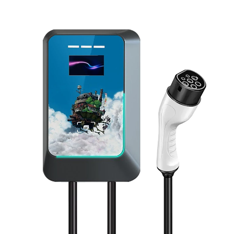 7kW 32A Safe and Smart AC EV Charger with Cute Custom Miyazaki Anime Enclosure Perfect for Home and Commercial Use
