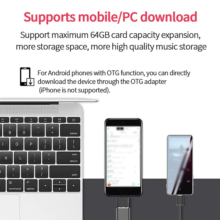 Multifunctional Mp4 Player Portable Music Device Fm Radio 5.0 Metal Music Displayer Digital Walkman