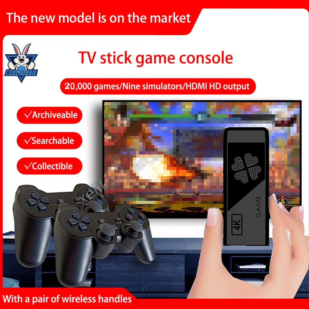CoolRabbie Home Mini Game Stick Box portable classic retro 64gb video m8 lite console game stick 4k handheld game players