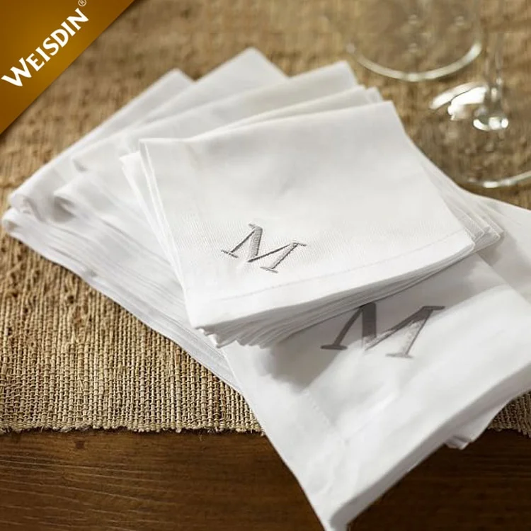 luxury dinner washable monogram linen napkin cotton natural linen Wholesale Custom logo Handkerchief  guest wedding set napkins