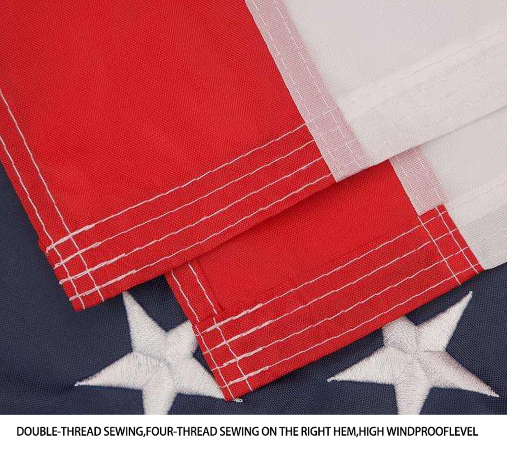 Custom American Flag 3x5 FT Outdoor USA Heavy duty embroidery Nylon US Flags with Embroidered Stars Sewn Stripes
