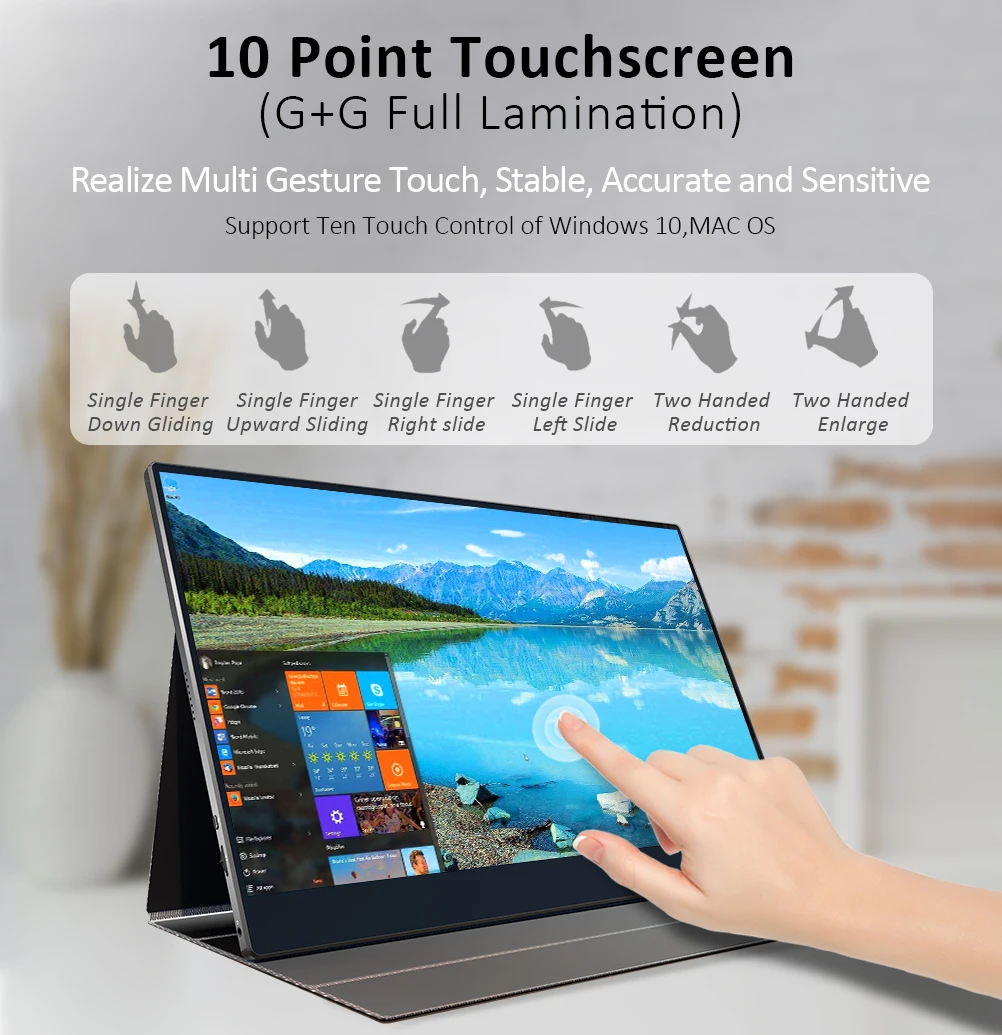 Sibolan 600 Яркость 100% цветной охват 156 дюймов uhd 4k портативный монитор type-c сенсорный экран для ноутбуков