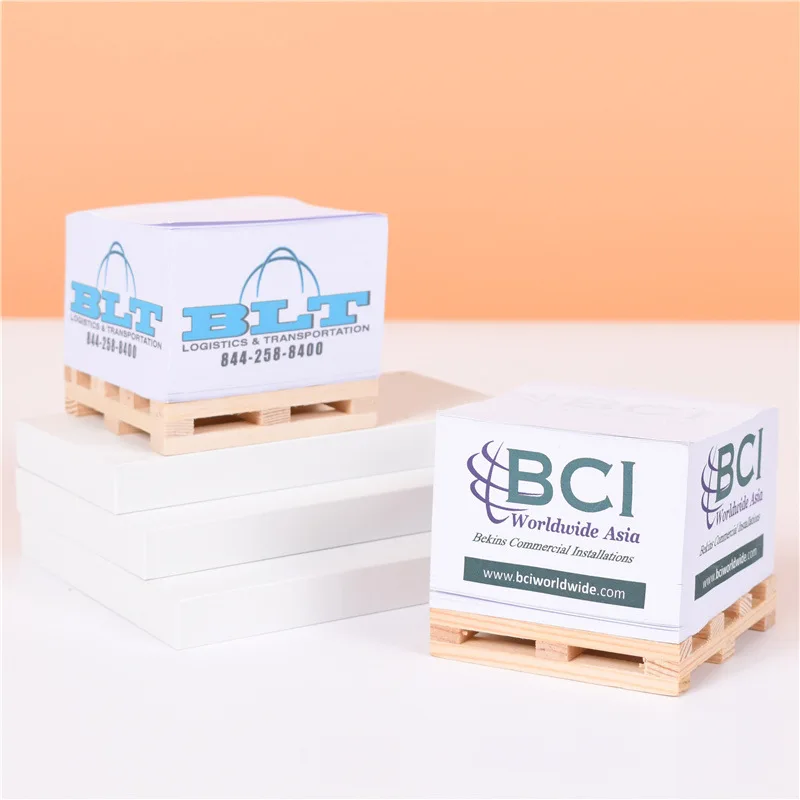 Custom 4 Side Printing Cube Sticky Notes With Wooden Pallet
