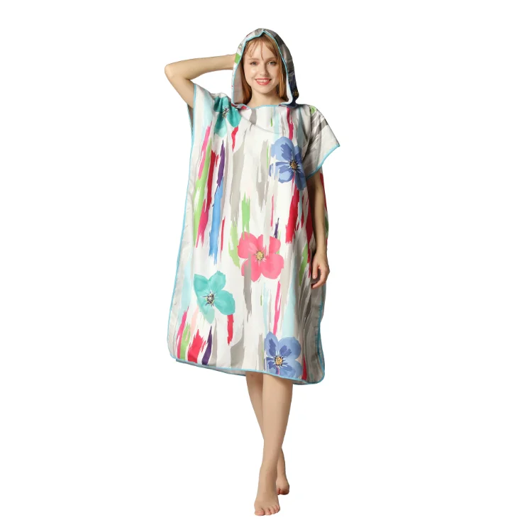 Custom pattern quick-drying surf bath towel robes cloak Hooded bathrobe Hooded beach towel