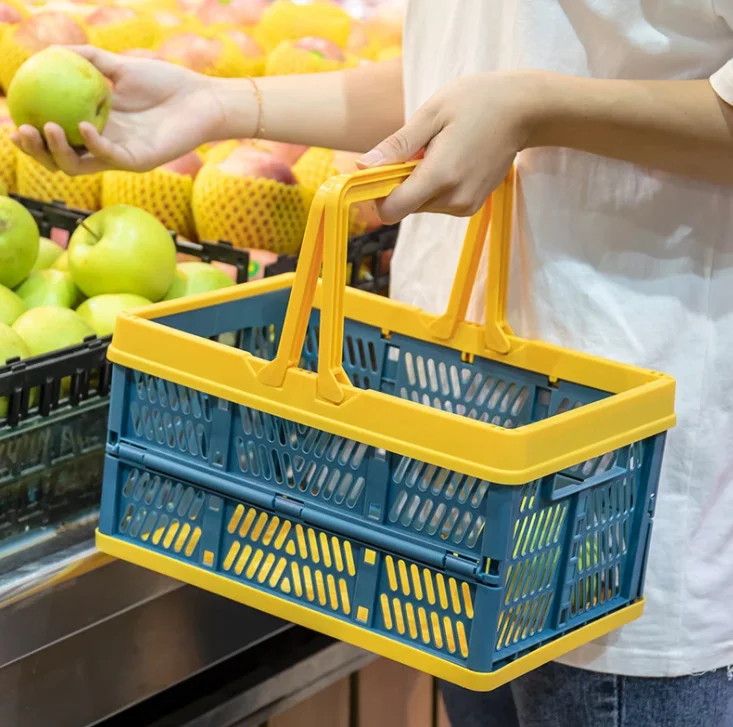 
OEM Mini Grocery Basket Convenient Foldable Portable Snack Shopping Basket Picnic Basket 