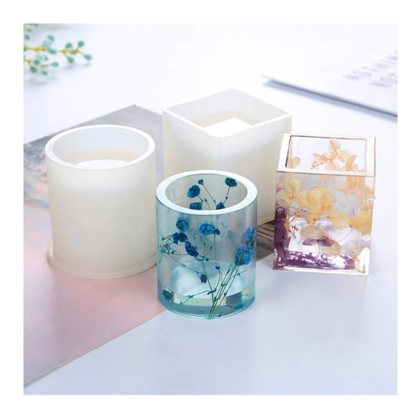 Customized Logo Handmade DIY Cylinder Shape Epoxy Resin Silicone Mold for Art Ornaments