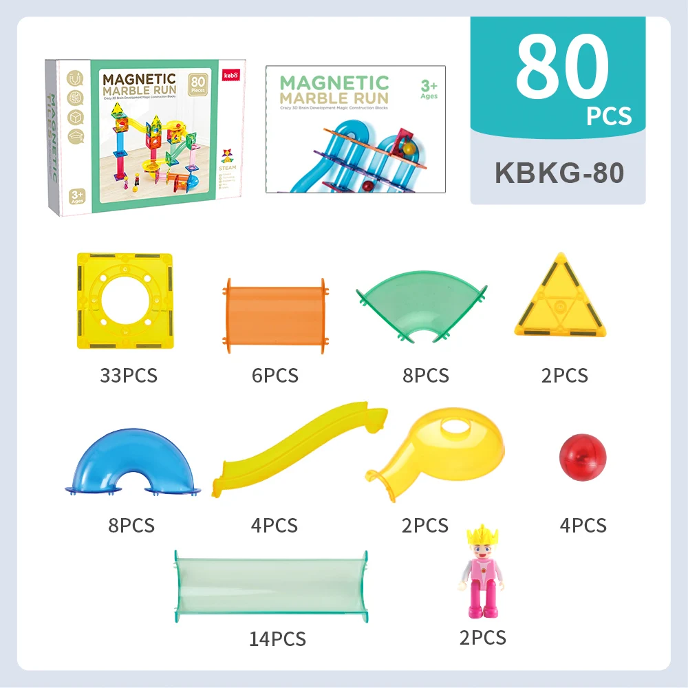 KEBO Hot Selling Building Blocks Set 80 PCS Maze Track Educational Construction Toys Latest Marble Run Toy