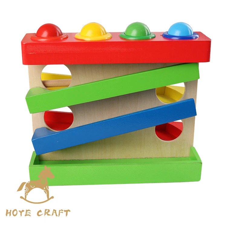 HOYE CRAFT Children Wooden Colorful Knocking Ball Games Rolling Ball Toy Montessori Educational Toys For Toddlers