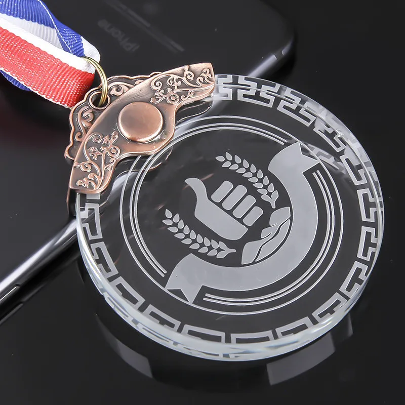 Crystal medal tag metal crystal medal badges custom-made school games medal gifts