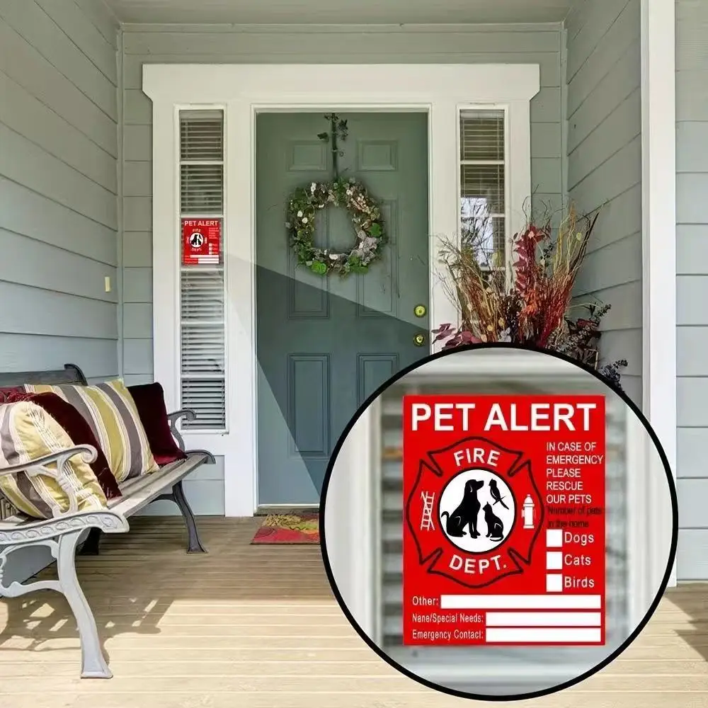 Pet Alert Safety Fire Rescue Sticker Save Our Cat/Dog Firefighters will See Alert on The Window Door or House