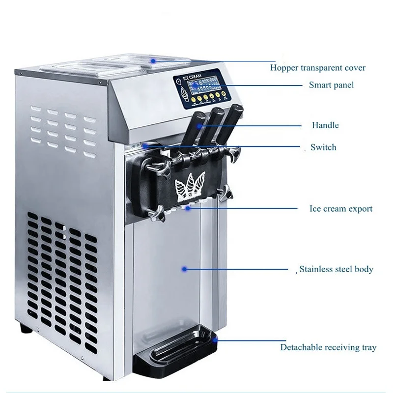 Italian Ice Cream Machine Soft Ice Cream Making Machine Three Flavors Soft Serve Machine For Ice Cream
