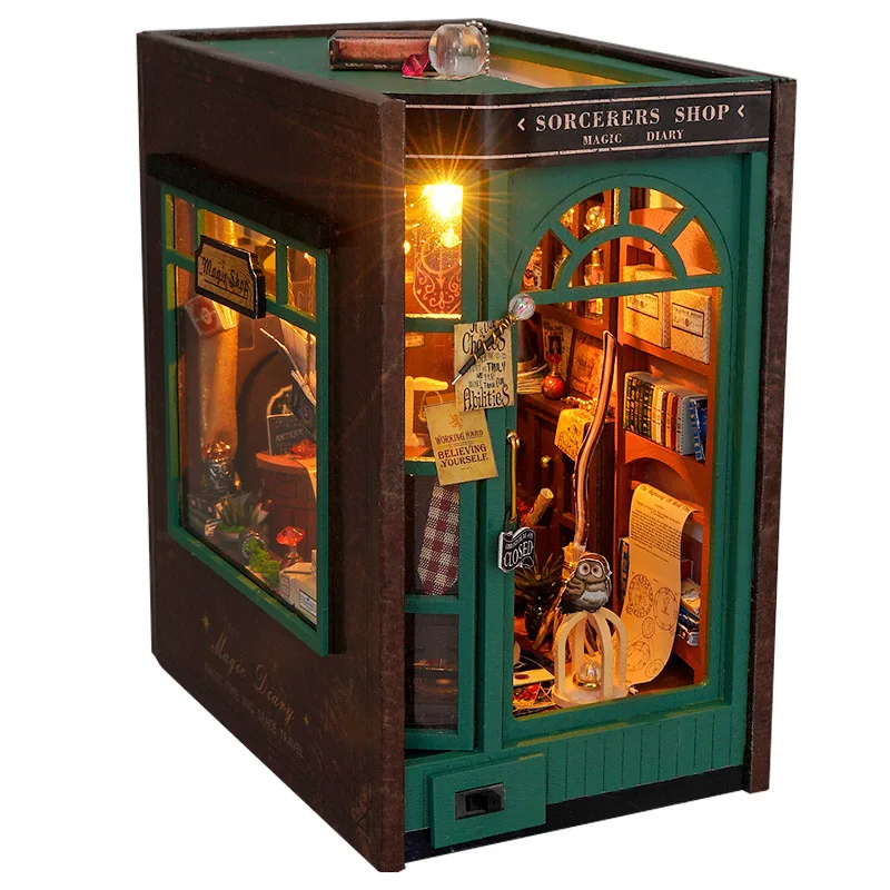 Diy  doll house book nook kit magic theme 3D book nook creative assembled miniature wooden doll house models doll house for girl