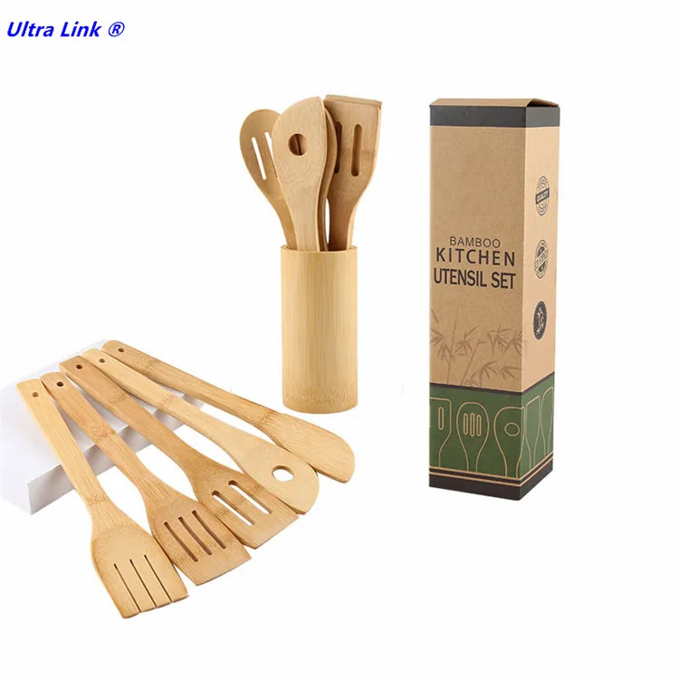 
Wholesale Bamboo Wood Spatula Kitchen Cooking Utensils Sets Heat-resistant Cooking Sets 