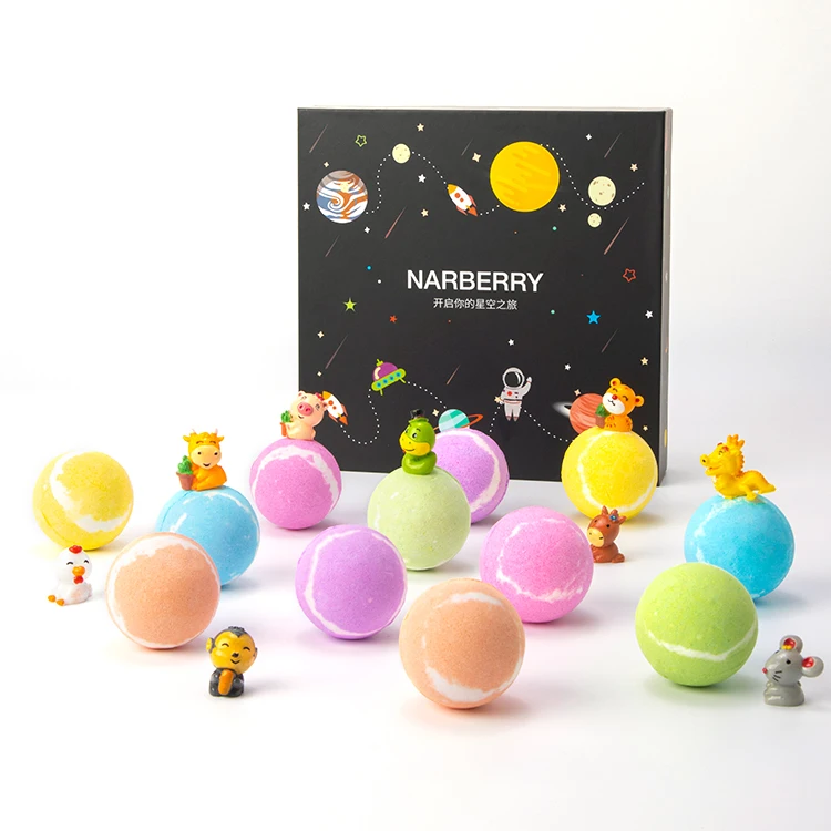 Собственная торговая марка домашний спа для детей натуральная Органическая пузырьковая соль шарик ванны с маслом Ши и игрушками ручная работа Бомбочки подарочный набор оптовая