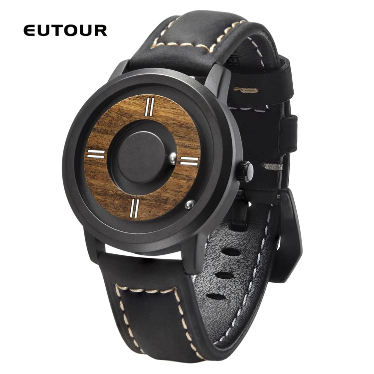 EUTOUR E020  Magnetic Drive Mens Watches Top Brand Luxury Quartz Watch Women Man Wood Stainless Steel Unisex WristWatches