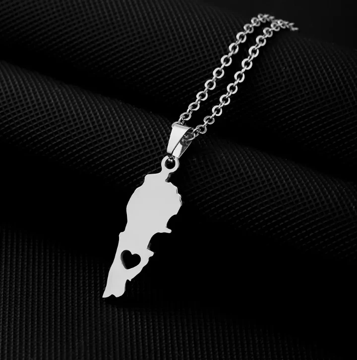 2024 Hot Sale Promotion High Quality Gold Silver Zinc Alloy Lebanon Map Necklace With Chain