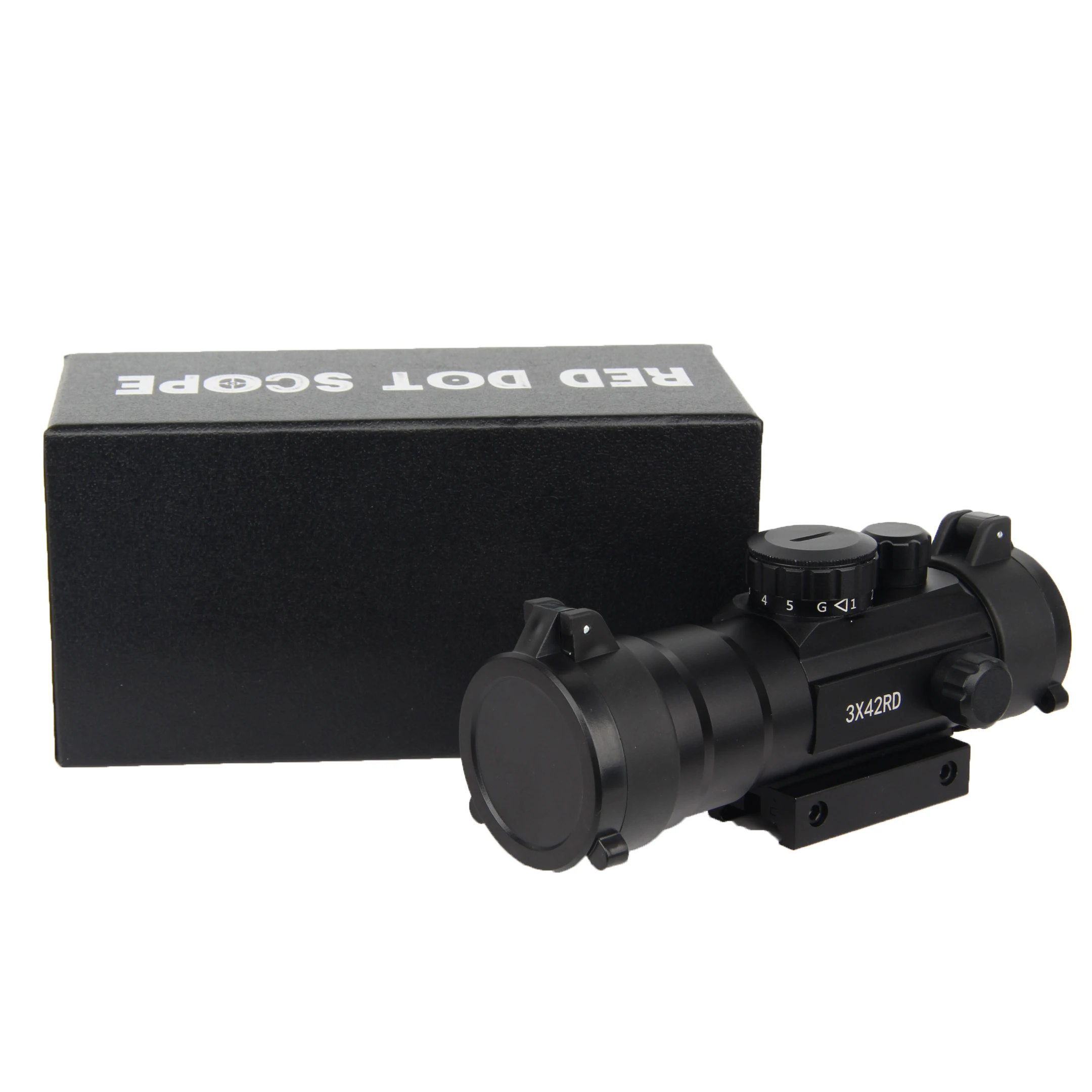 LUGER 3x42RD Optics Sight Red Green Dot Sight Illuminated Red Dot Sight with Flip Up Lens covers for Hunting Scope
