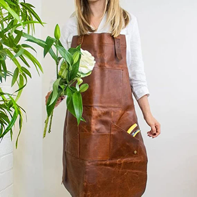 Hot Selling Barbershop Leather Apron Black Waterproof Custom Logo Hairdressing Cape Baker Bartender Chef Barber Uniform