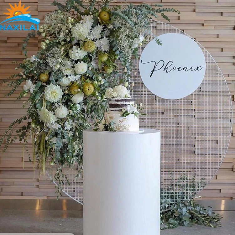 NXL wholesale gold acrylic display square plinths white wedding display acrylic round plinth clear acrylic stand round plinth