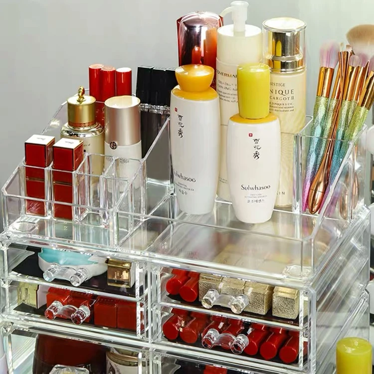 Wholesale Professional Clear Transparent Drawer Plastic Acrylic Makeup Organizer Cosmetic