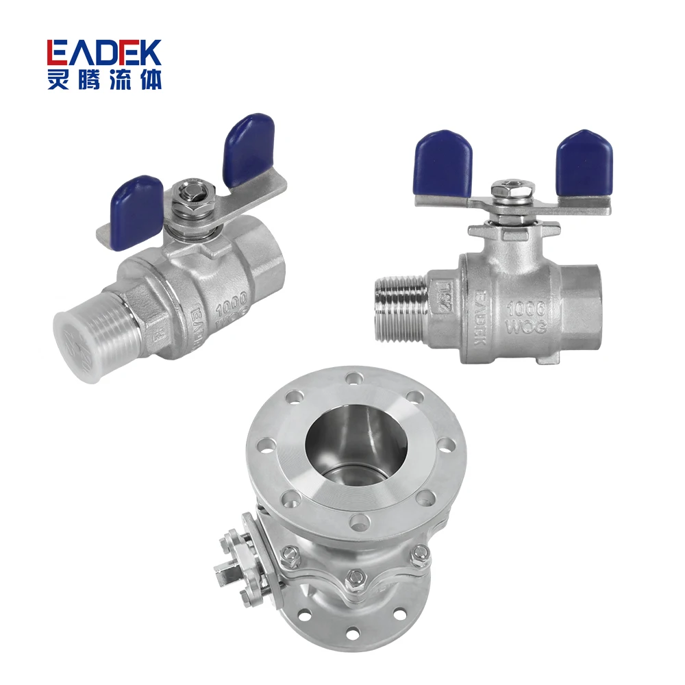 Китай нержавеющая сталь 304 316 BSPT NPT резьбовой PN16 экономичный SS 2 шт. шаровой клапан-бабочка